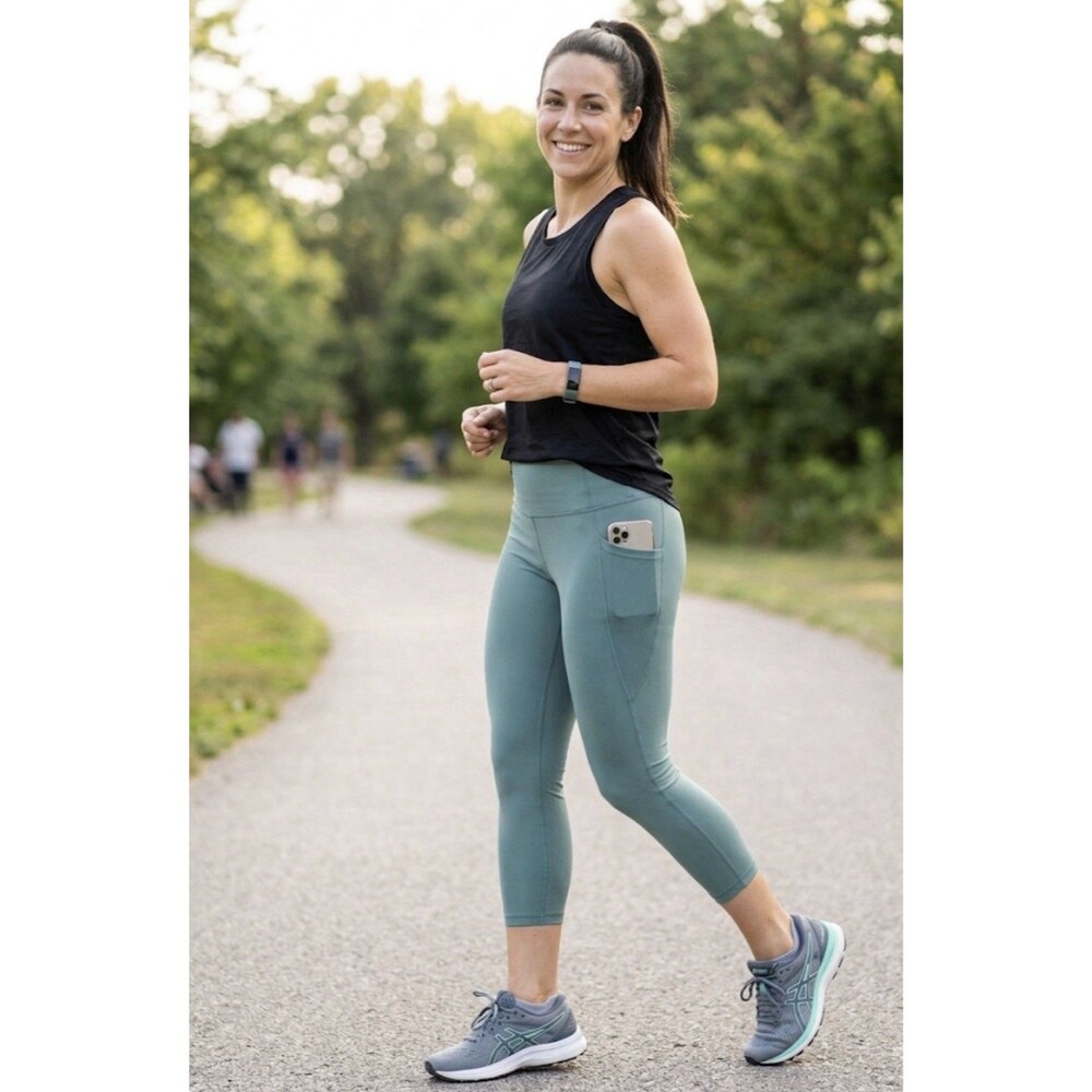 Degrees By Reflex Women's Pull On Capri Leggings Active Yoga Pants sz XXL Green
